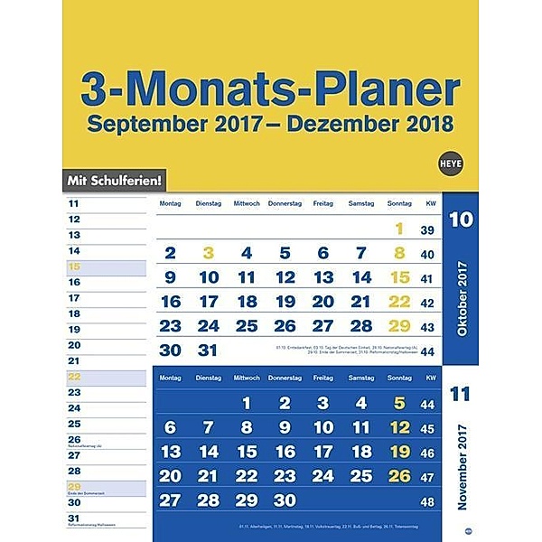 3-Monats-Planer blau 2018