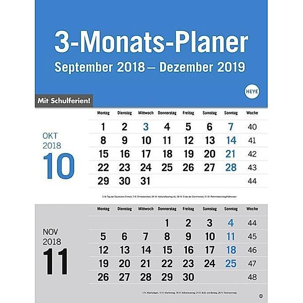 3-Monats-Planer, grau 2019