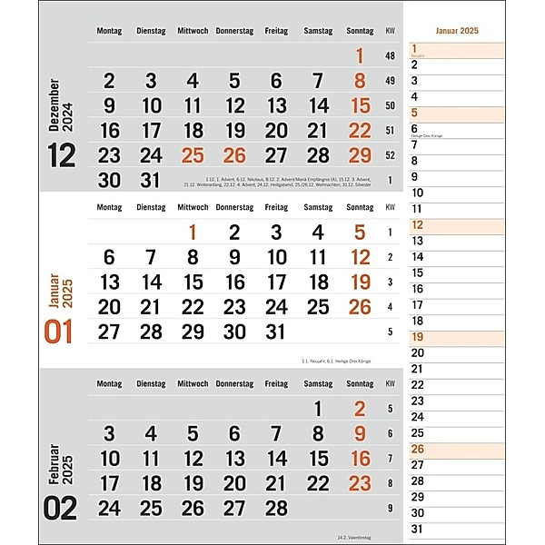 3-Monatsplaner, orange 2025