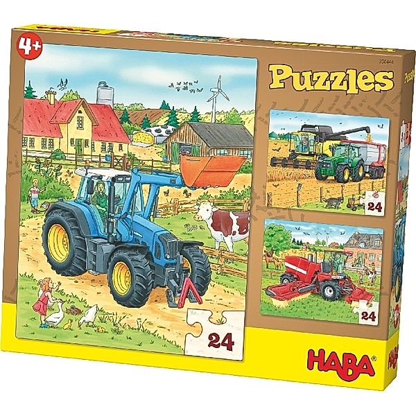 HABA 3 Puzzle –  Traktor & Co. 3X24-teilig