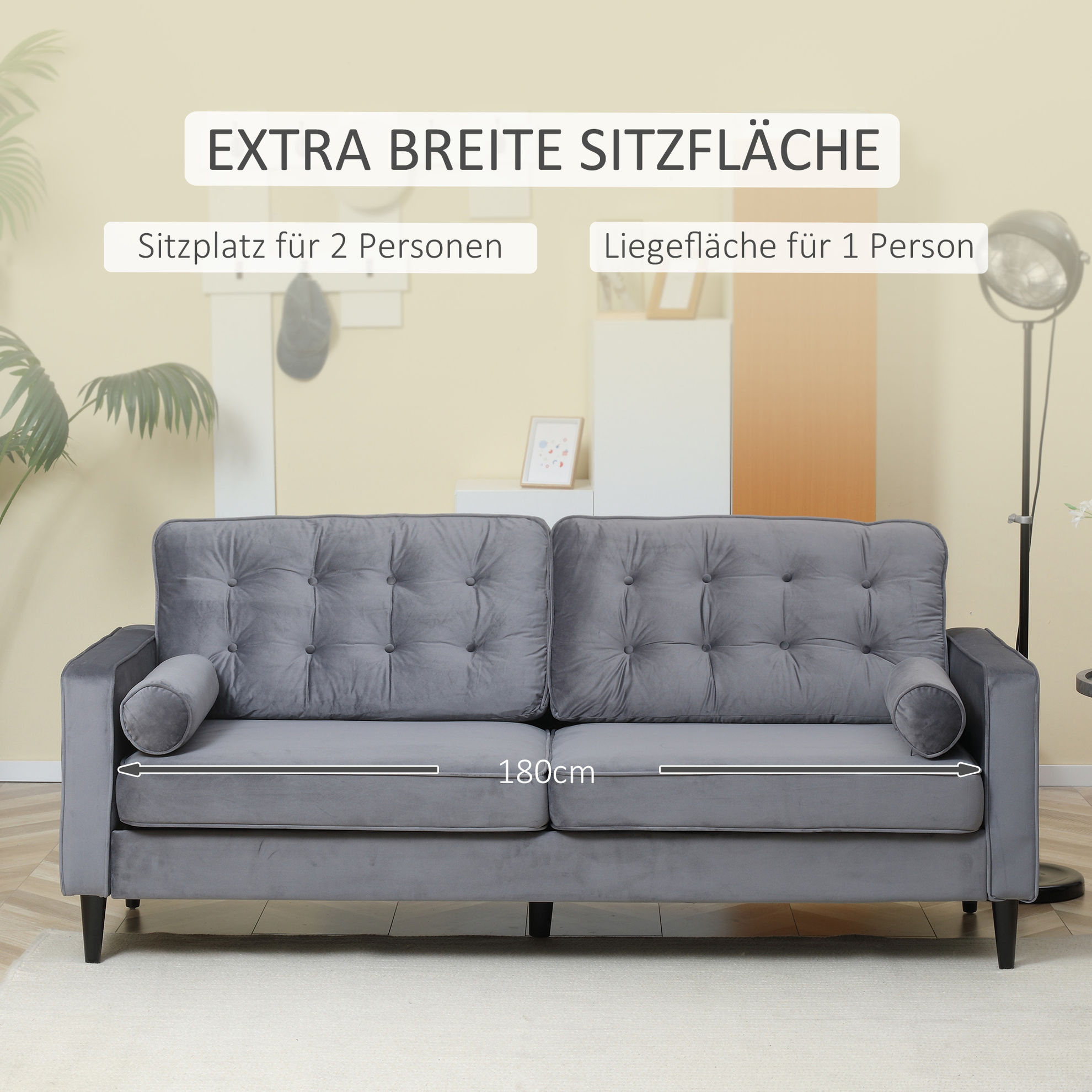 3-Sitzer-Sofa mit Sitzkissen grau Farbe: grau | Weltbild.de