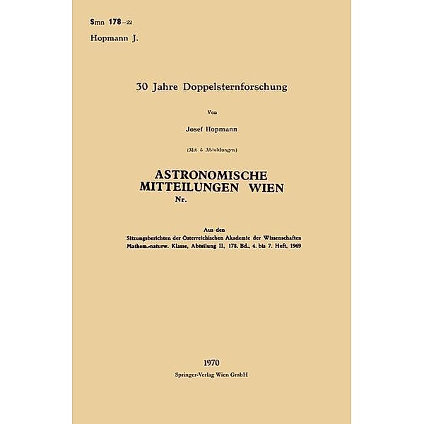 30 Jahre Doppelsternforschung, Josef Hopmann