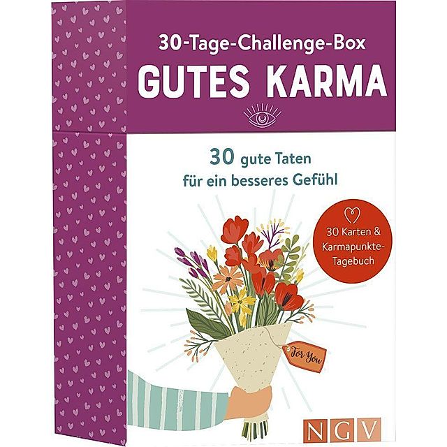 30-Tage-Challenge-Box Gutes Karma, 30 Karten & Karmapunkte-Tagebuch Buch