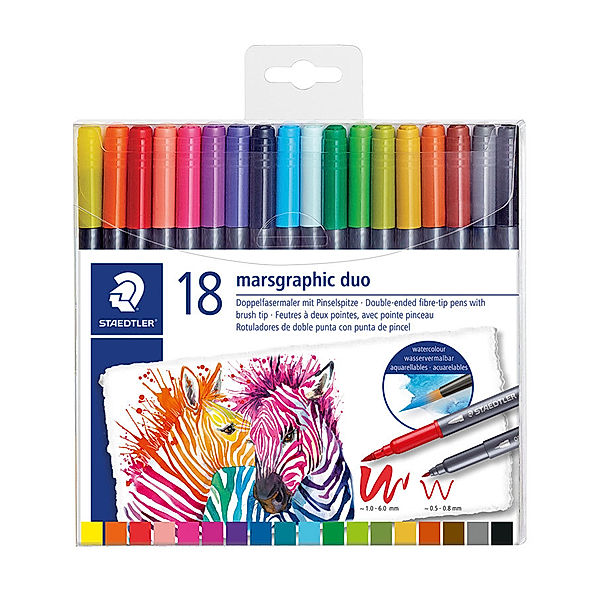 STAEDTLER 3001 TB18 Duo Fasermaler mit 2 Spitzen 18-teilig