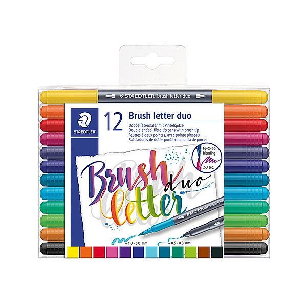 STAEDTLER 3004 TB12 Duo letter duo Fasermaler mit 2 Spitzen 12-teilig