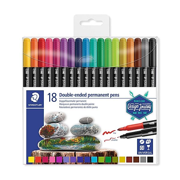 STAEDTLER 3187 TB18 Fasermaler DESIGN JOURNEY mit 18 Farben