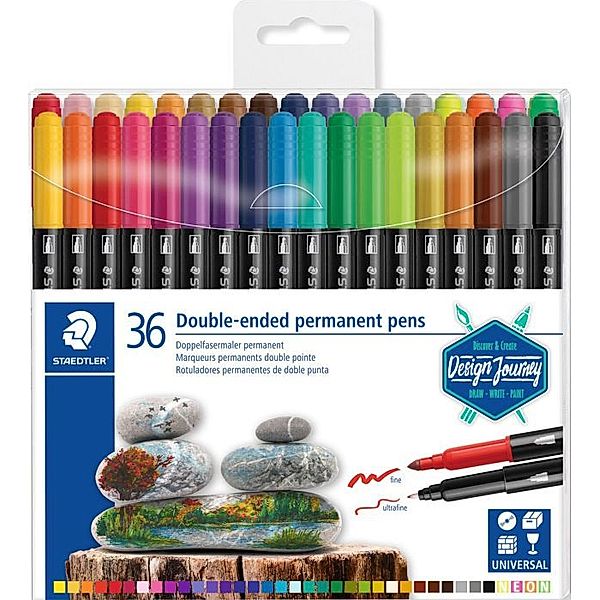 STAEDTLER 3187 TB36 Duo Fasermaler permanent mit 2 Spitzen 36-teilig