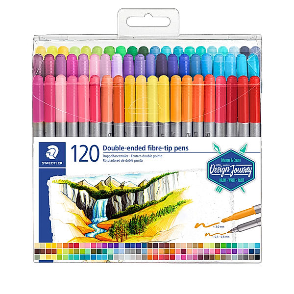 STAEDTLER 3200 TB120 Doppel-Fasermaler DESIGN JOURNEY mit 120 Farben