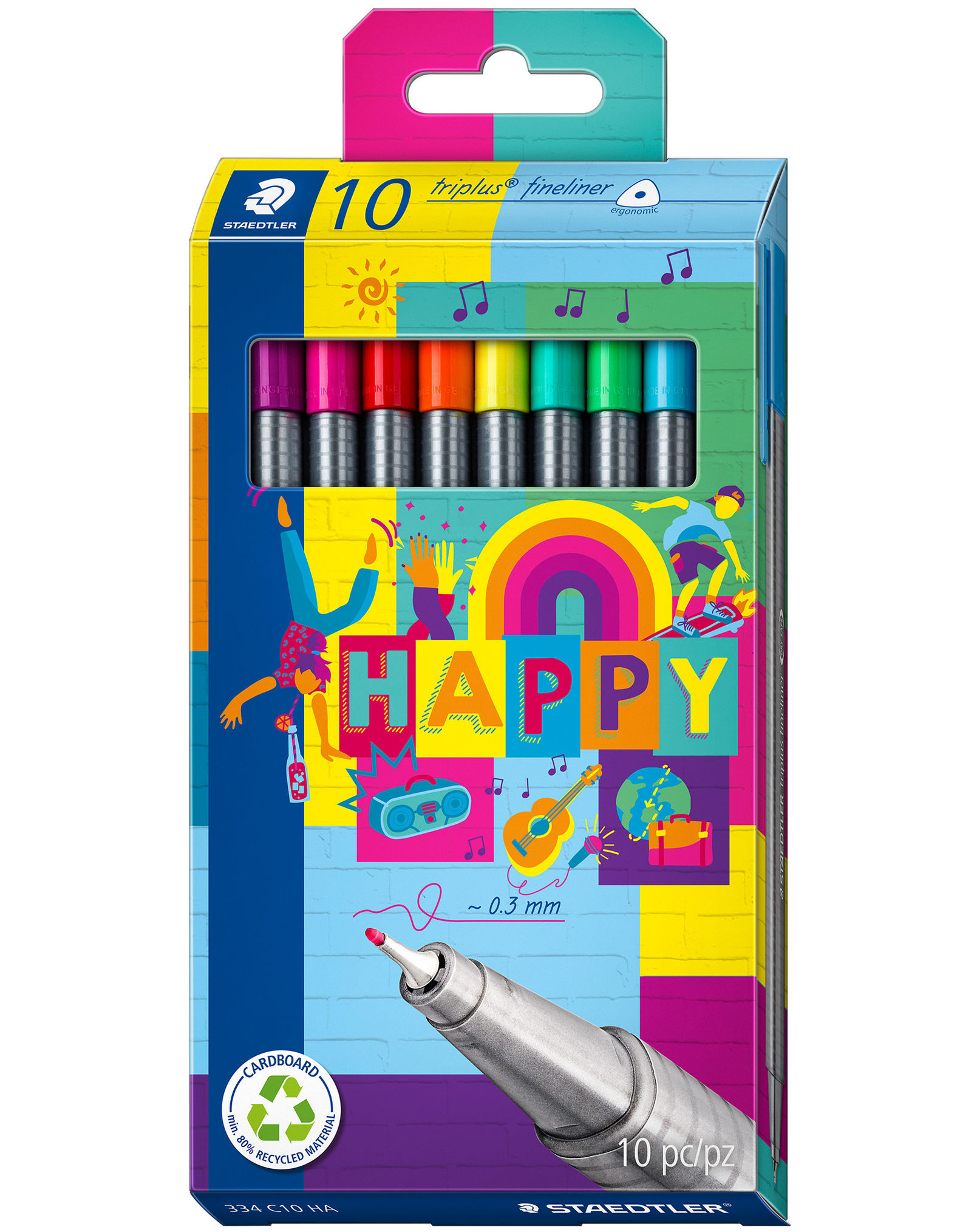 334 C10 HA Fineliner triplus® HAPPY mit 10 Farben kaufen