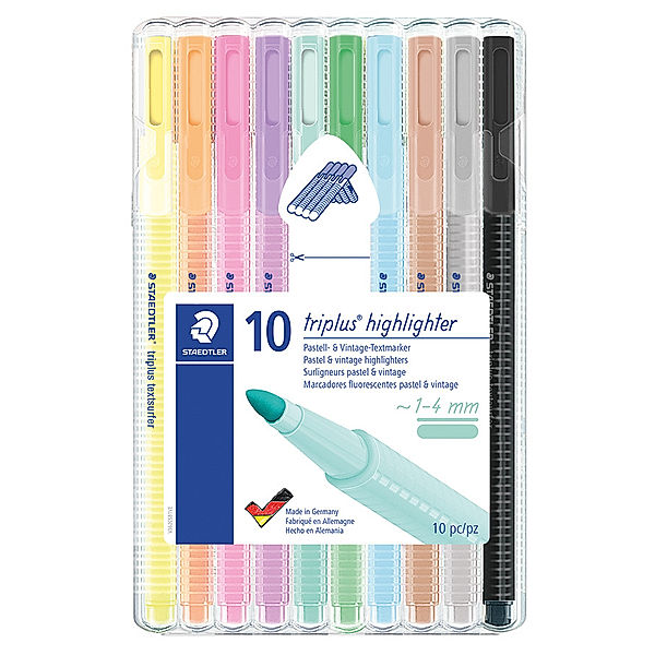 STAEDTLER 362 CSB10 triplus® textsurfer® PASTELL Filzstifte-Box mit 10 Farben