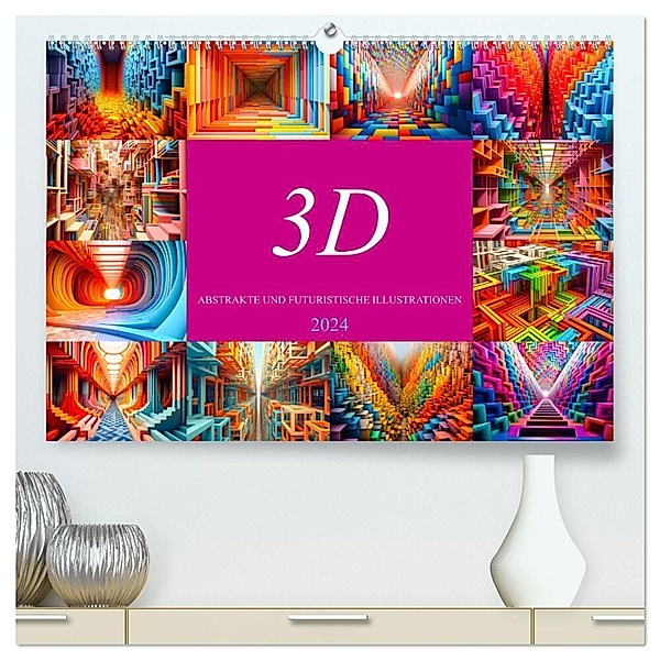 3D - Abstrakte und futuristische Illustrationen (hochwertiger Premium Wandkalender 2024 DIN A2 quer), Kunstdruck in Hochglanz, Dirk Meutzner