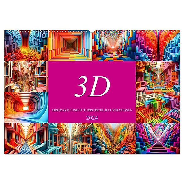 3D - Abstrakte und futuristische Illustrationen (Wandkalender 2024 DIN A2 quer), CALVENDO Monatskalender, Dirk Meutzner