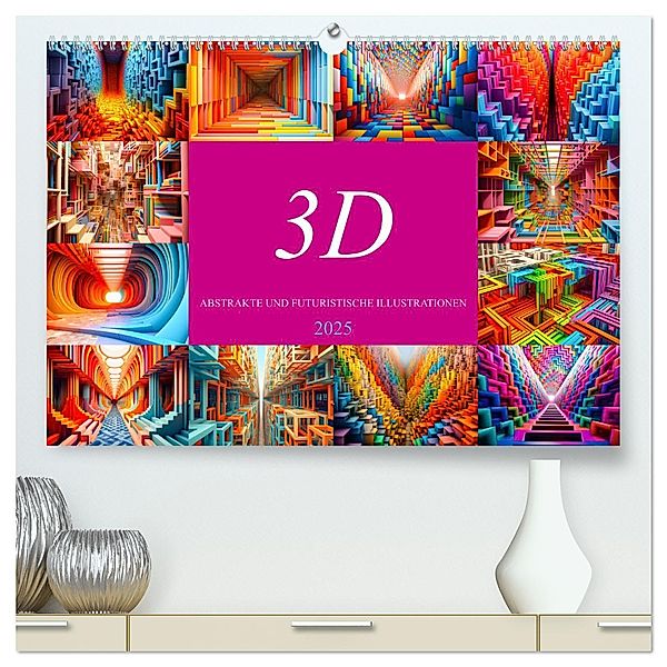 3D - Abstrakte und futuristische Illustrationen (hochwertiger Premium Wandkalender 2025 DIN A2 quer), Kunstdruck in Hochglanz, Calvendo, Dirk Meutzner