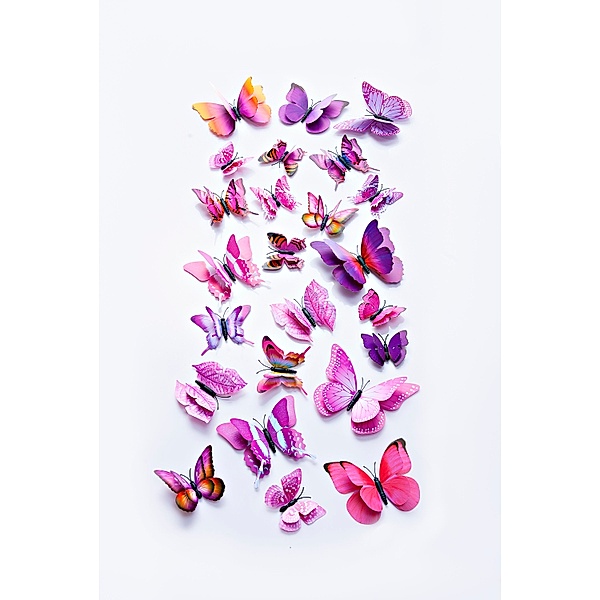 3D-Deko-Schmetterlinge, 24-teilig