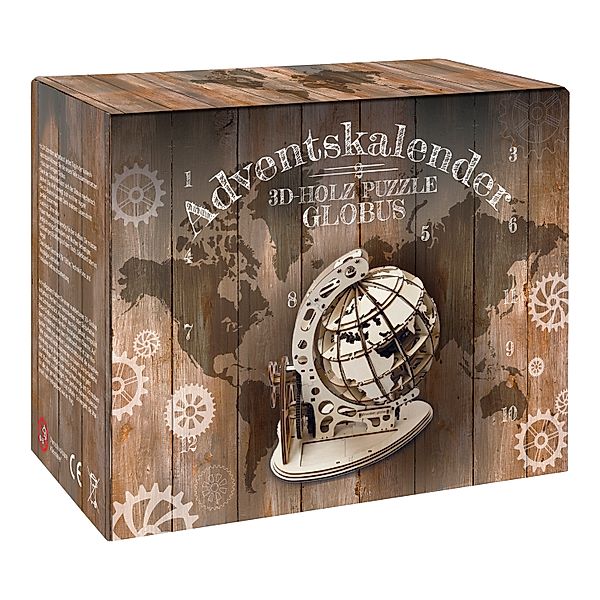 3D Holzpuzzle Adventskalender Globus 2023