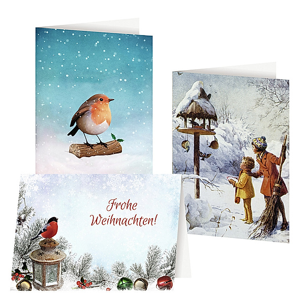 3er-Set Grusskarten »Wintervögel«