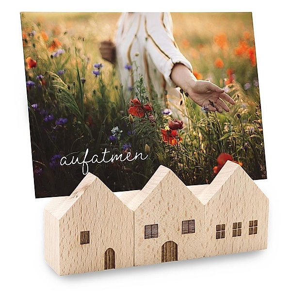 3er-Set Holzhäuser mit Kartenschlitz