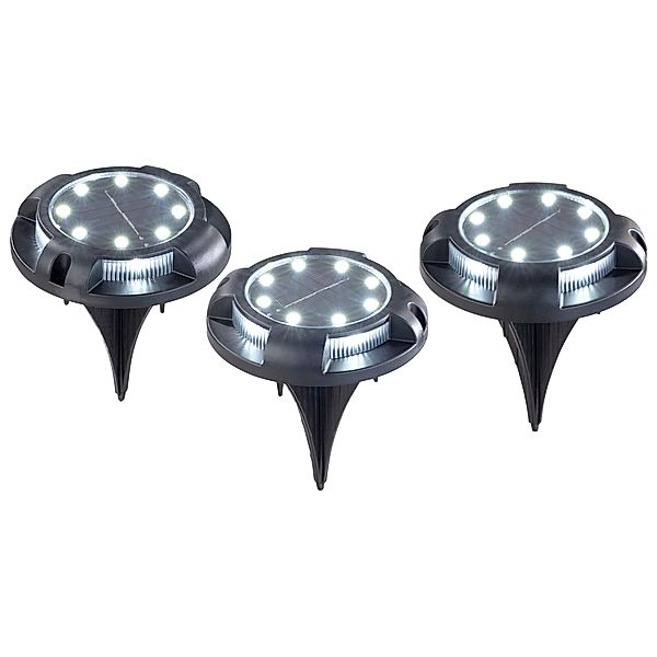 3er Solar Bodenleuchten mit 12 LEDs, 8 Lumen