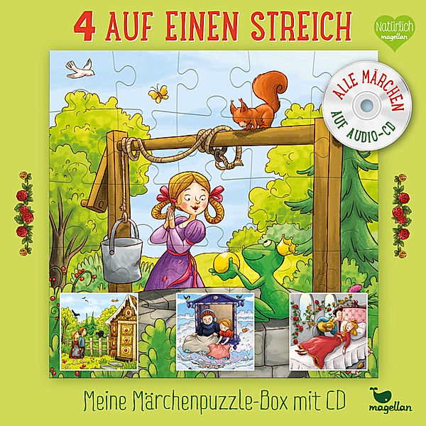 Magellan Verlag 4 auf einen Streich – Meine Märchenpuzzle-Box 4x25-teilig – mit CD