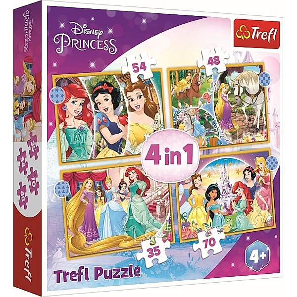 Trefl 4 in 1 Puzzle 35, 48, 54, 70 Teile - Prinzessinnen