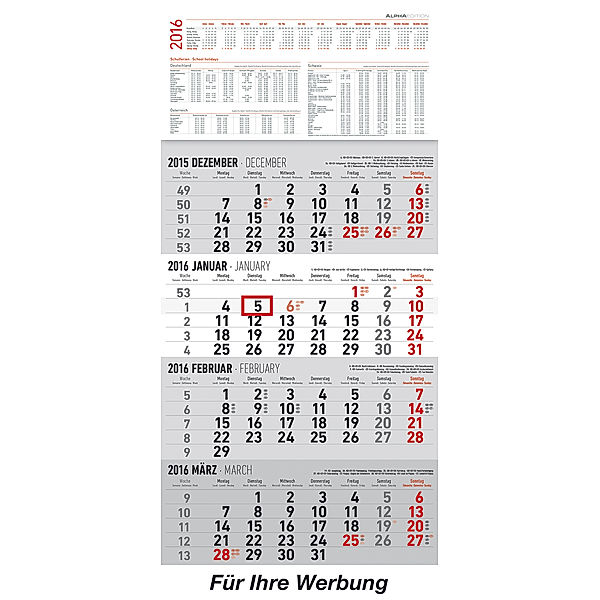 4-Monatskalender 2016