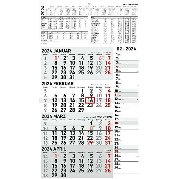4-Monatskalender Kombi 2024 33x58,8
