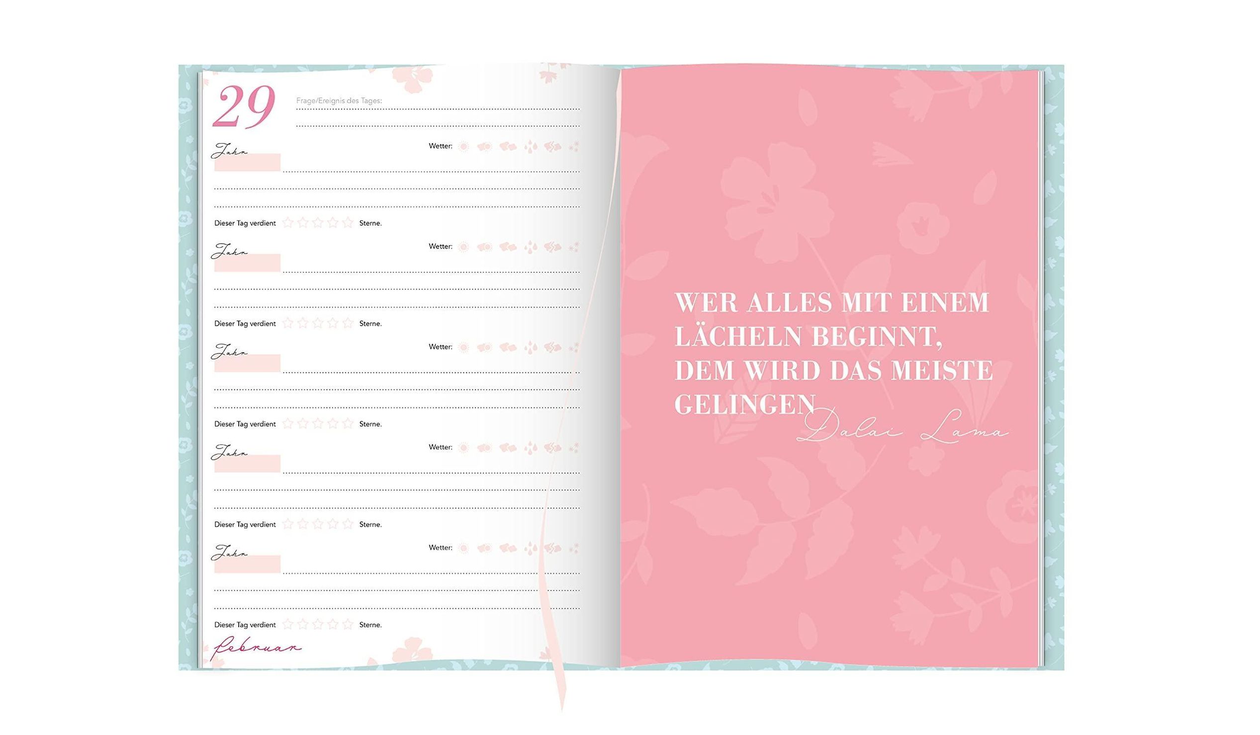 5 Jahresbuch: Das Tagebuch für 5 Jahre Rosa 5 Jahres Kalender zum Ausfüllen  für jeden Tag im Jahr, 365 Tage lang. Für Buch