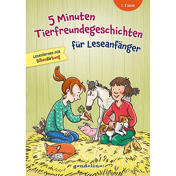 5 Minuten Tierfreundegeschichten für Leseanfänger, 1. Klasse - Lesenlernen mit Silbenfärbung