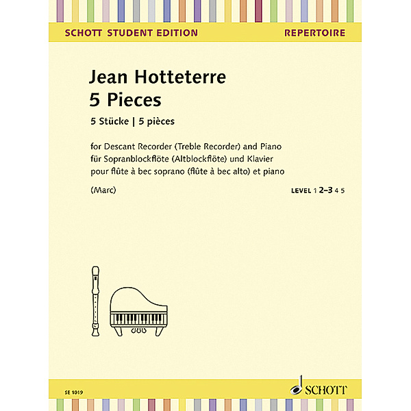 5 Stücke, Sopran-Blockflöte (Alt-Blockflöte) und Klavier, Jean Hotteterre