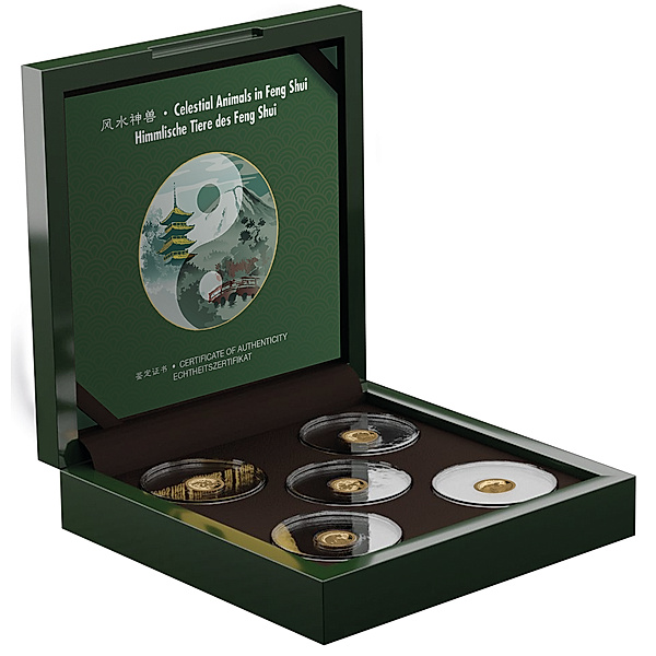 5 x 50 Tala Westsamoa Goldmünzen-Set Himmlische Tiere des Feng Shui 2021