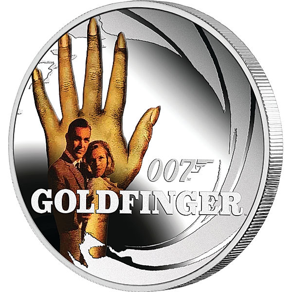 50 Cents Tuvalo Silbermünze James Bond - Goldfinger 2021, koloriert