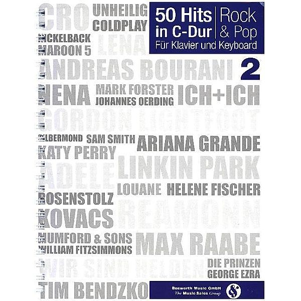 50 Hits in C-Dur Rock & Pop, Für Klavier und Keyboard.Bd.2