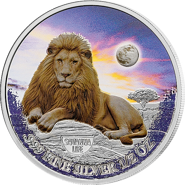500 Francs Kamerun Silbermünze Savanna Life Löwe 2022