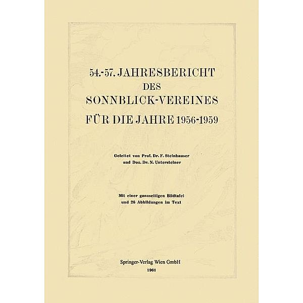 54.-57. Jahresbericht des Sonnblick-Vereines für die Jahre 1956-1959 / Jahresberichte des Sonnblick-Vereines Bd.1956-59
