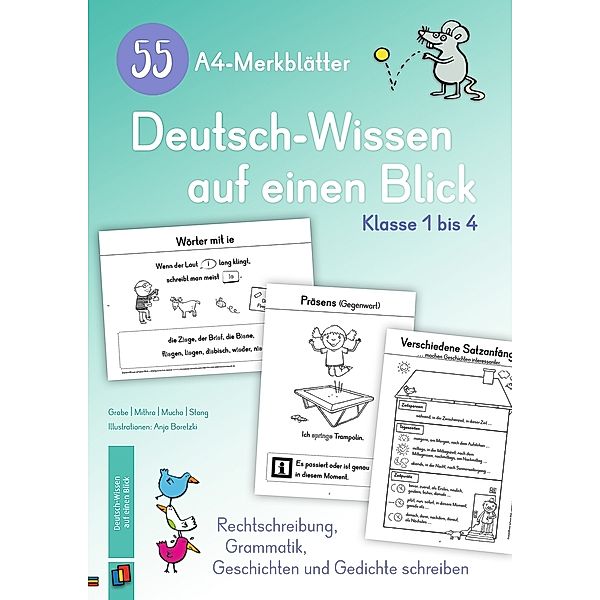 55 A4-Merkblätter Deutsch-Wissen auf einen Blick - Klasse 1 bis 4, Andrea Mucha, Astrid Grabe, Christian Stang, Salome P. Mithra