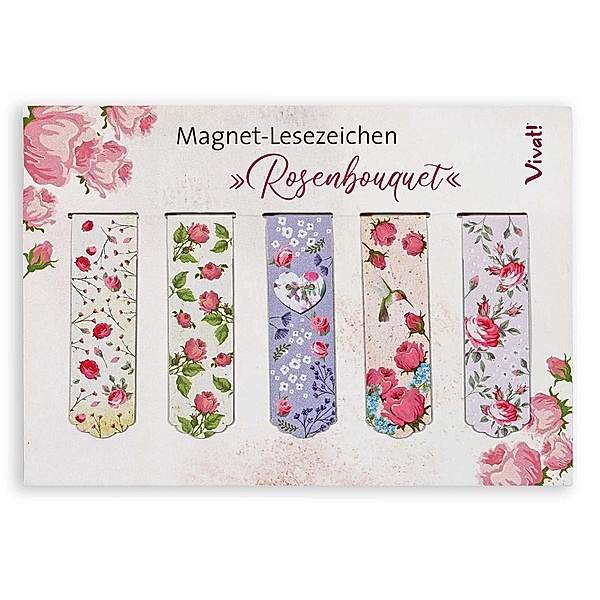 5er-Set Magnet-Lesezeichen »Rosenbouquet«