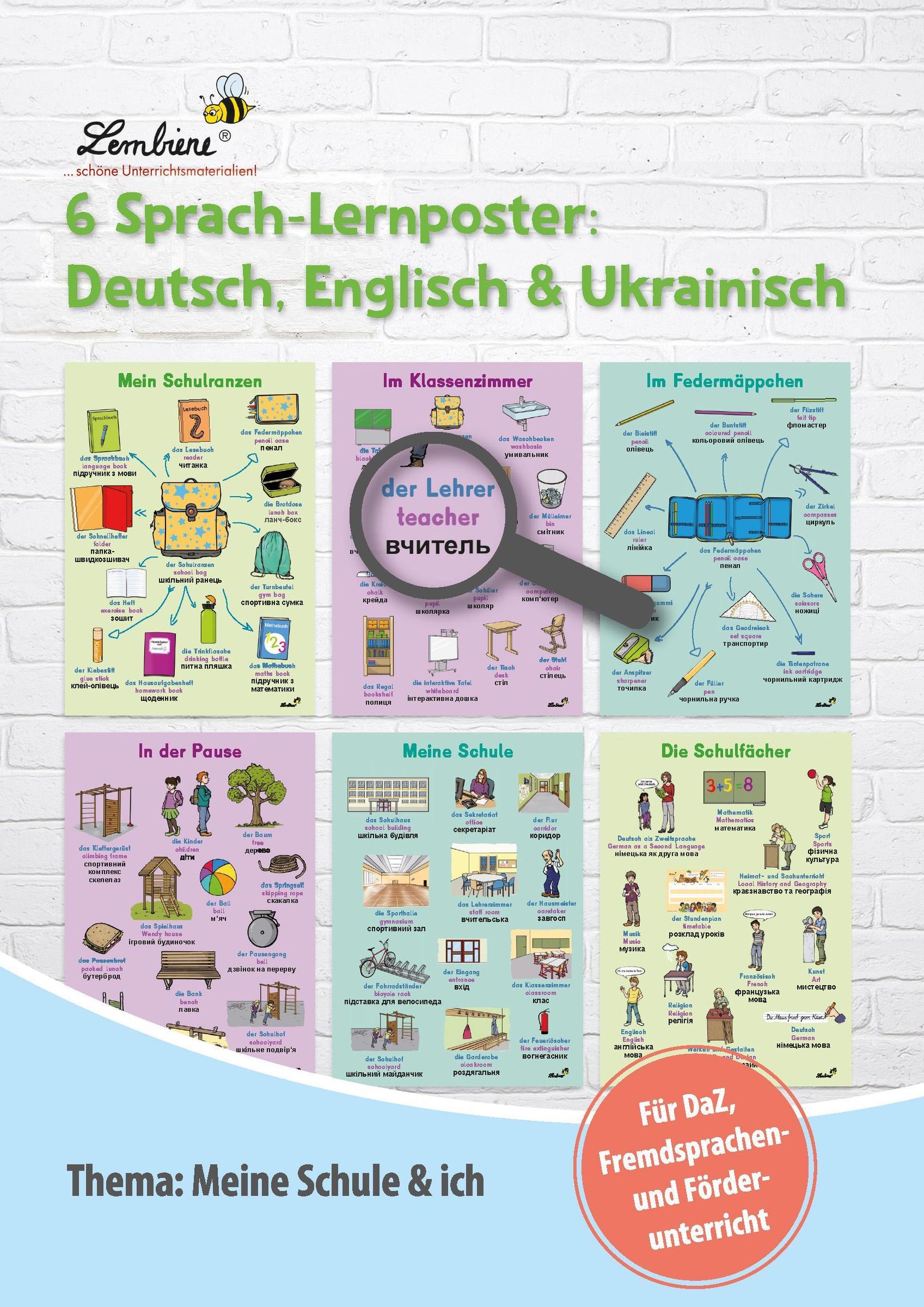 6 Sprach-Lernposter: Deutsch, Englisch, Ukrainisch Buch versandkostenfrei
