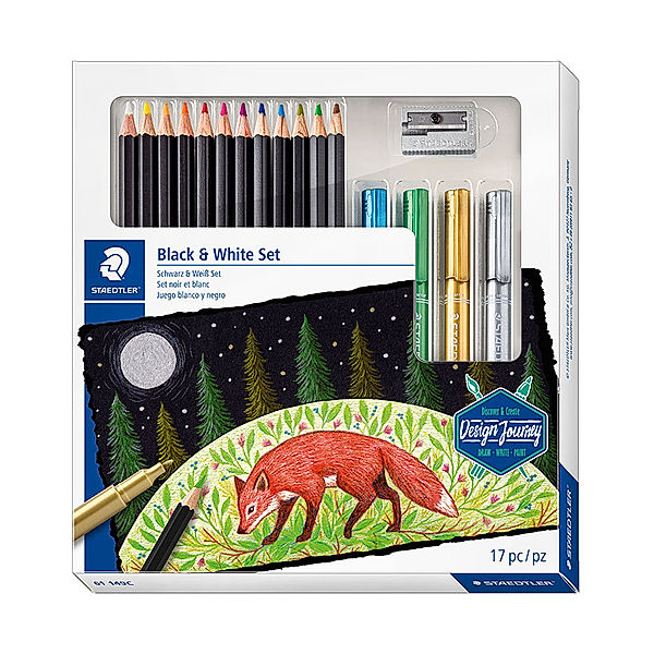 STAEDTLER 61 149C Stifte-Set DESIGN JOURNEY Schwarz&Weiß 17-teilig