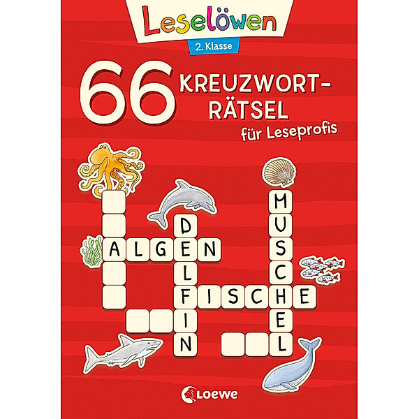 66 Kreuzworträtsel für Leseprofis - 2. Klasse (Rot)