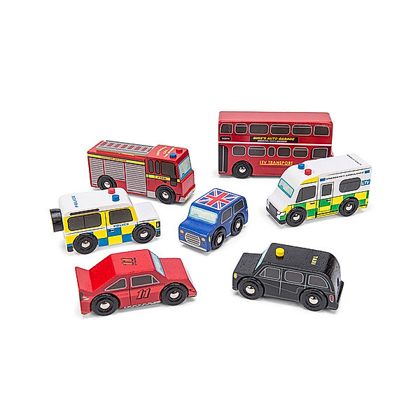 Le Toy Van 7 Holzautos LONDON CAR SET bunt