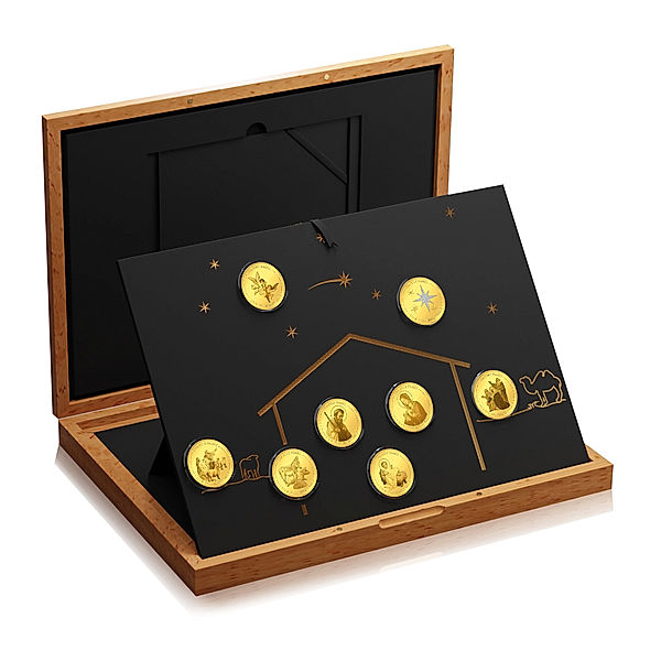 8 x 10 Dollar Salomonen Goldmünzen-Set Weihnachtskrippe 2021