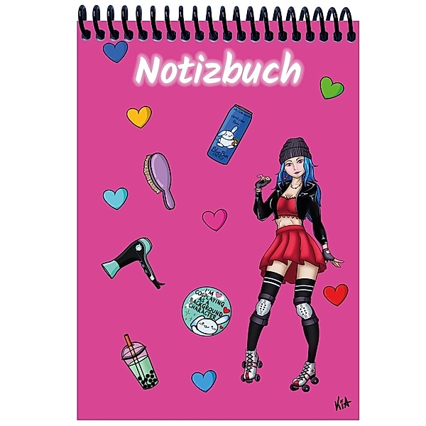A 4 Notizblock Manga Enora, pink, liniert