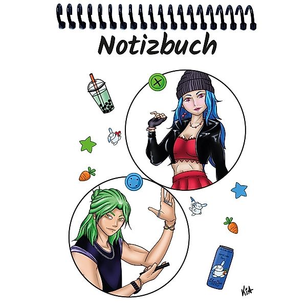 A 4 Notizblock Manga Quinn und Enora, weiß, kariert