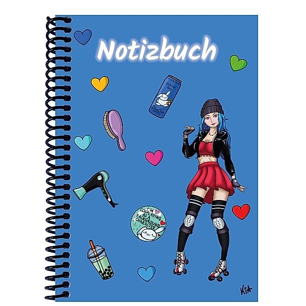 A 4 Notizbuch Manga Enora, blau, kariert