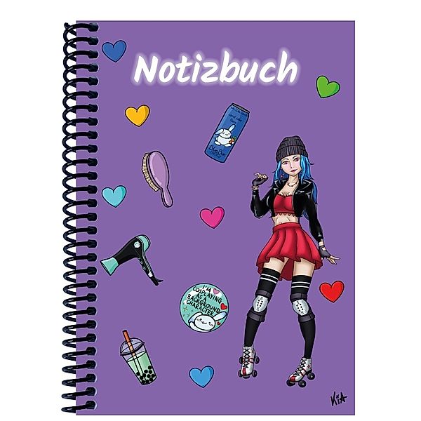 A 4 Notizbuch Manga Enora, lila, liniert