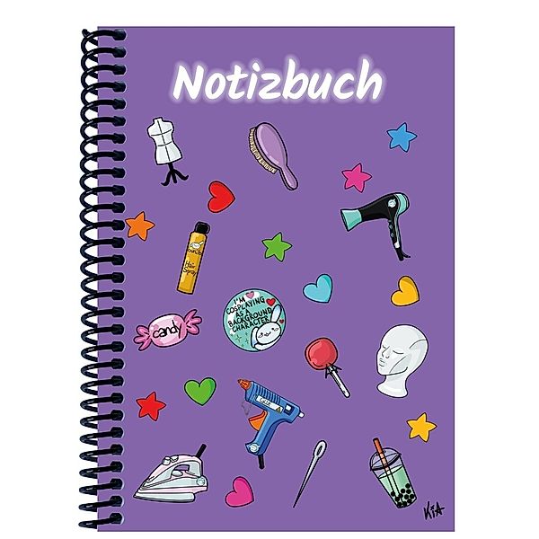 A 4 Notizbuch Manga Items, lila, liniert