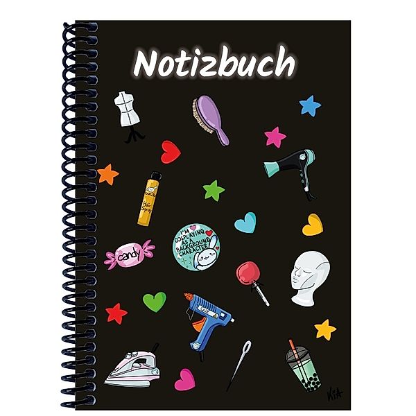 A 4 Notizbuch Manga Items, schwarz, liniert