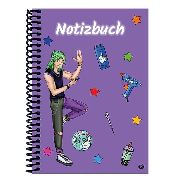 A 4 Notizbuch Manga Quinn, lila, kariert