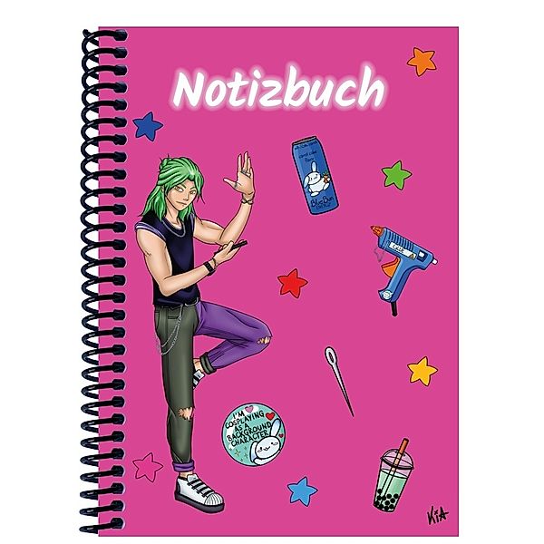 A 4 Notizbuch Manga Quinn, pink, kariert