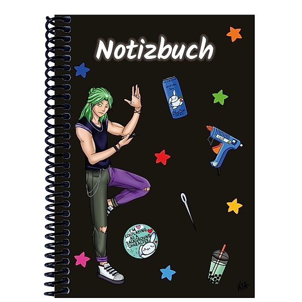 A 4 Notizbuch Manga Quinn, schwarz, blanko